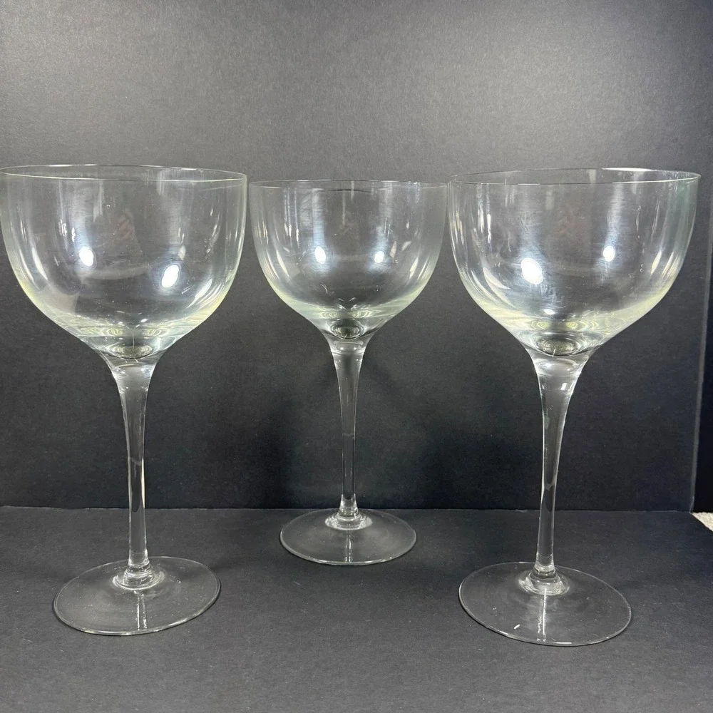 Coupe Glass Clear Long‎ Stem Vintage Style Cocktail Set of 3
